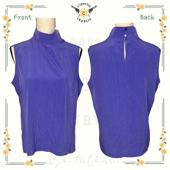 Vtg SG Sport Collection Womens Top Sz M Purple Sleeveless Keyhole Back Blouse - Picture 1 of 6